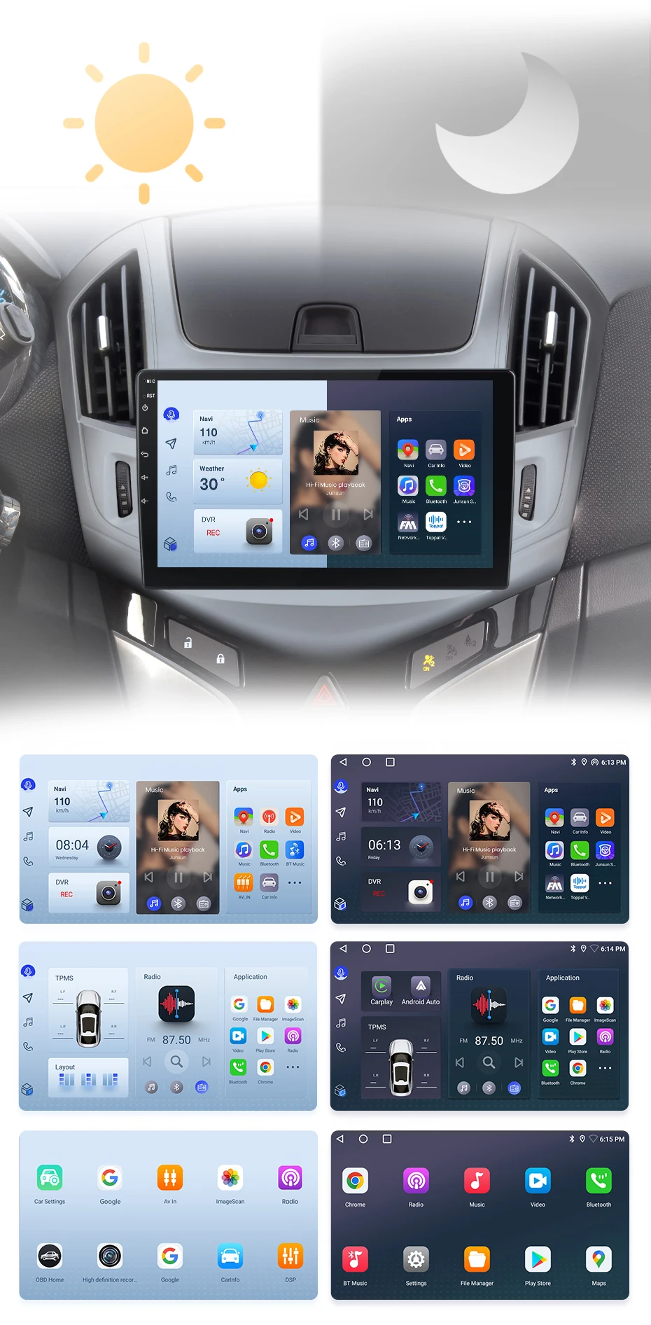 Junsun Wireless Carplay Android Auto Autoradio für Chevolet Cruze 2014-2018 GPS intelligente Systeme Stereo Multimedia Autoradio