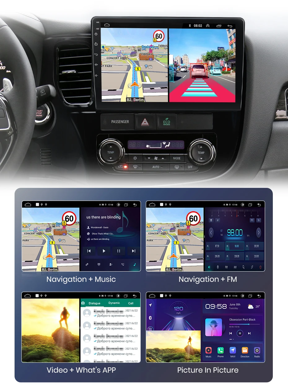 Junsun CarPlay Android Auto Autoradio für Mitsubishi Outlander 3 GF0W GG0W 2012–2018 GPS Intelligente Systeme Multimedia Autoradio