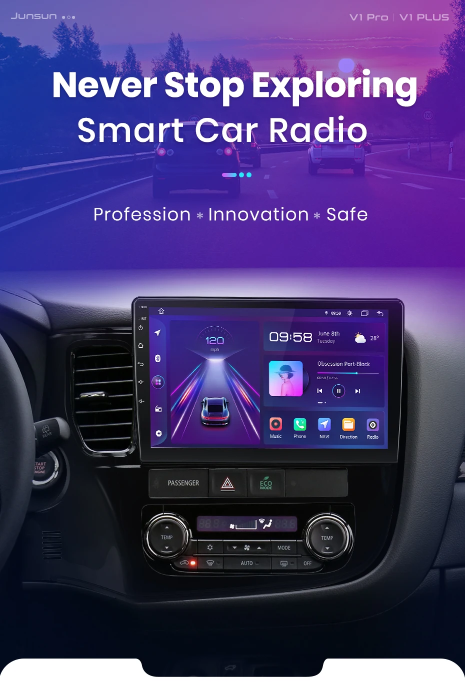 Junsun CarPlay Android Auto Autoradio für Mitsubishi Outlander 3 GF0W GG0W 2012–2018 GPS Intelligente Systeme Multimedia Autoradio