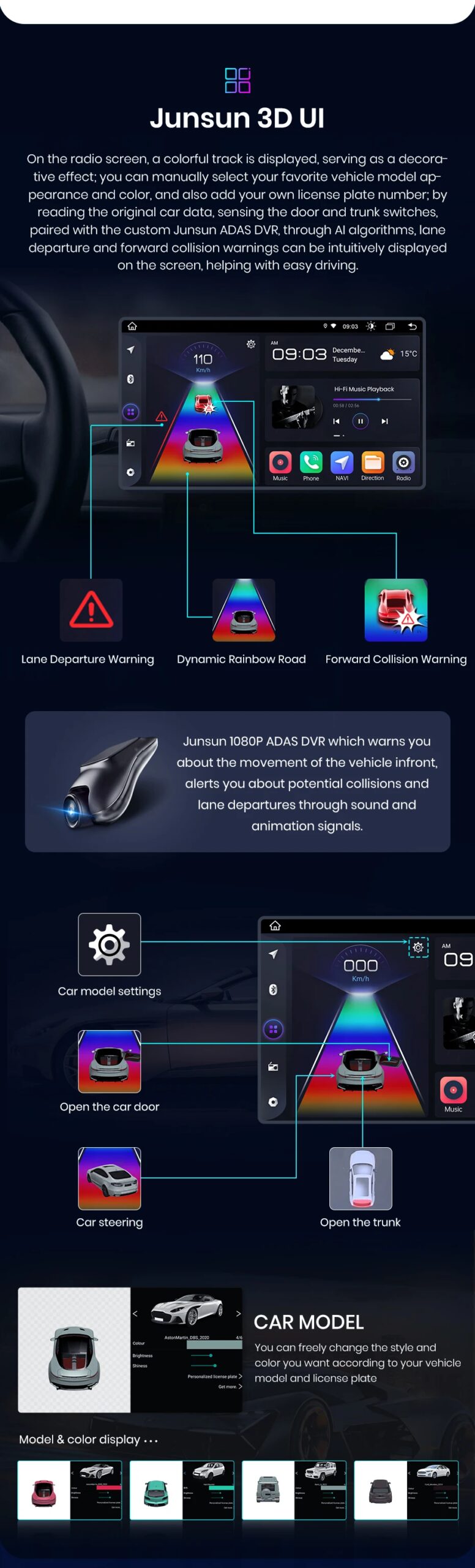 Junsun Kabelloses CarPlay Android Auto Autoradio für Opel Corsa E 2015 2016 2017-2019 GPS Multimedia 2-DIN-Systeme Stereo