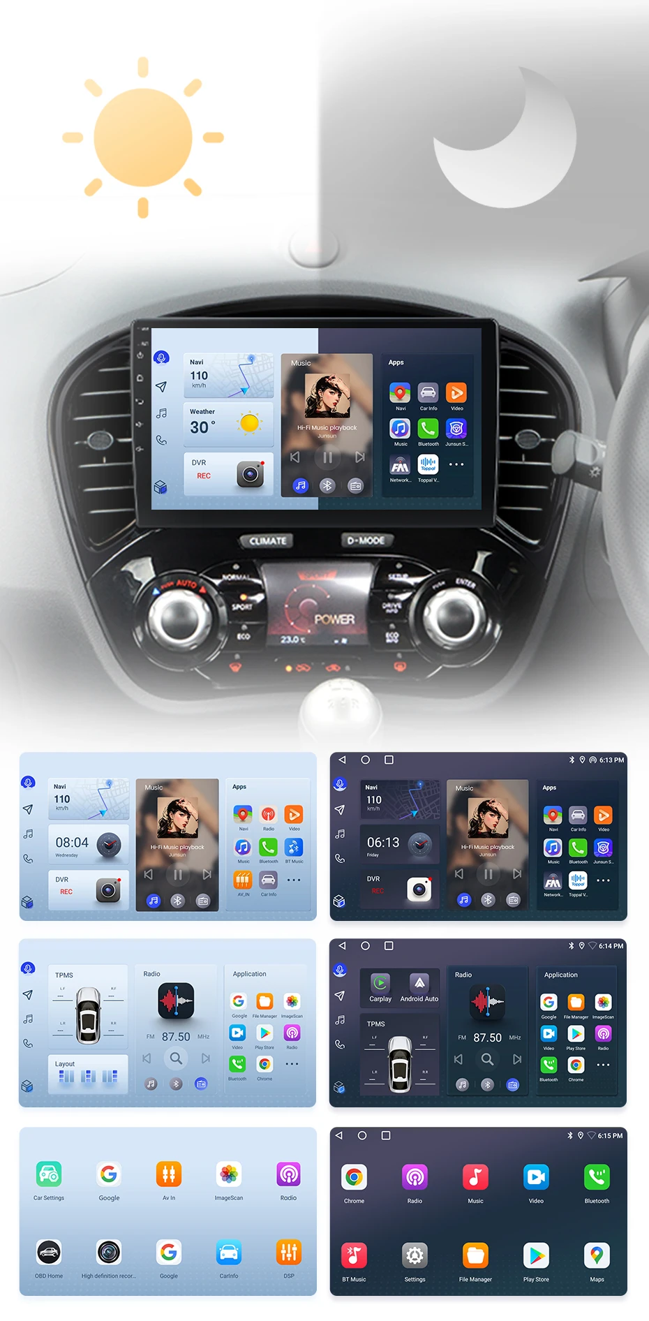 Junsun kabelloses carplay android auto autoradio für nissan juke yf15 2010-2015 gps smart systeme stereo multimedia autoradio