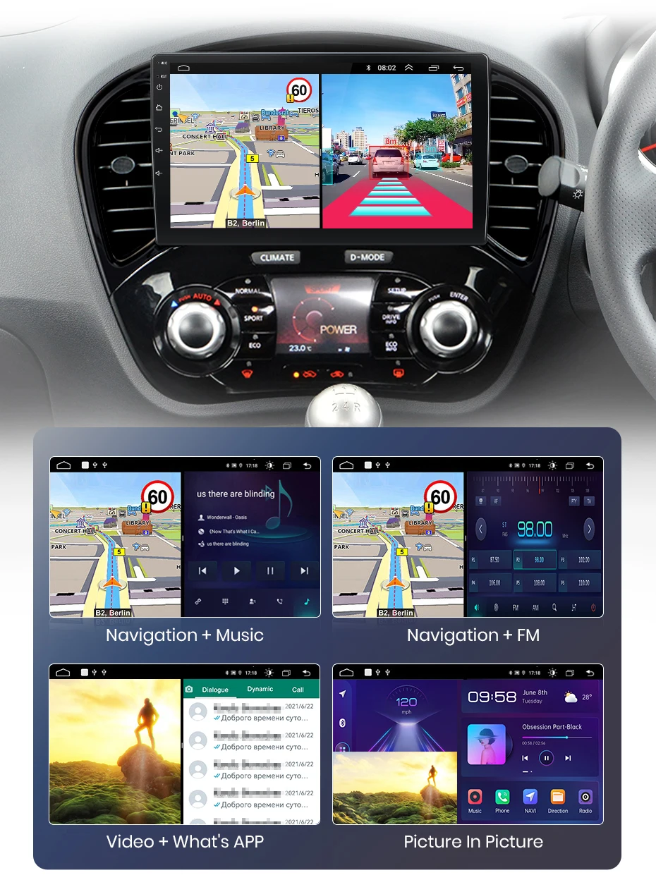 Junsun kabelloses carplay android auto autoradio für nissan juke yf15 2010-2015 gps smart systeme stereo multimedia autoradio