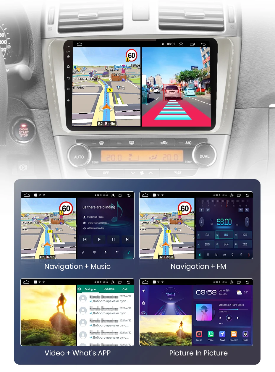 Junsun CarPlay Android Auto Autoradio für Toyota avwashed T27 2008-2015 GPS Intelligente Systeme Stereo Multimedia Auto