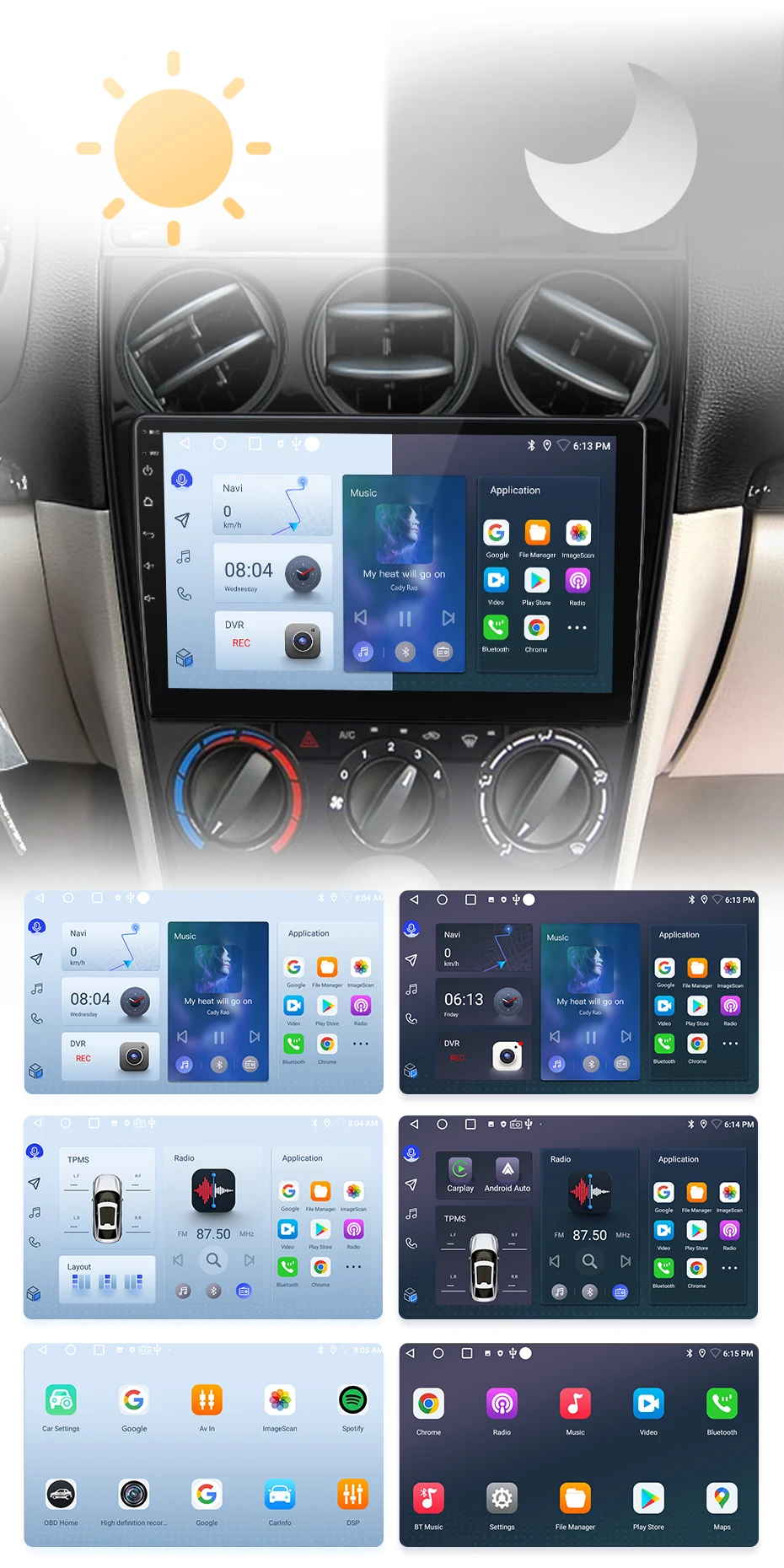 Junsun drahtloses Carplay Android Auto Autoradio für Mazda 6 2005 2006-2013 GPS intelligente Systeme Tereo Multimedia Autoradio