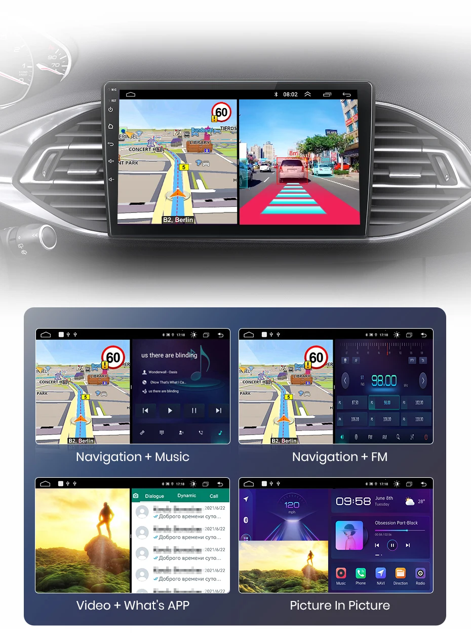 Junsun Wireless Carplay Android Auto Autoradio für Peugeot 308s-GPS Multimedia 2 Din