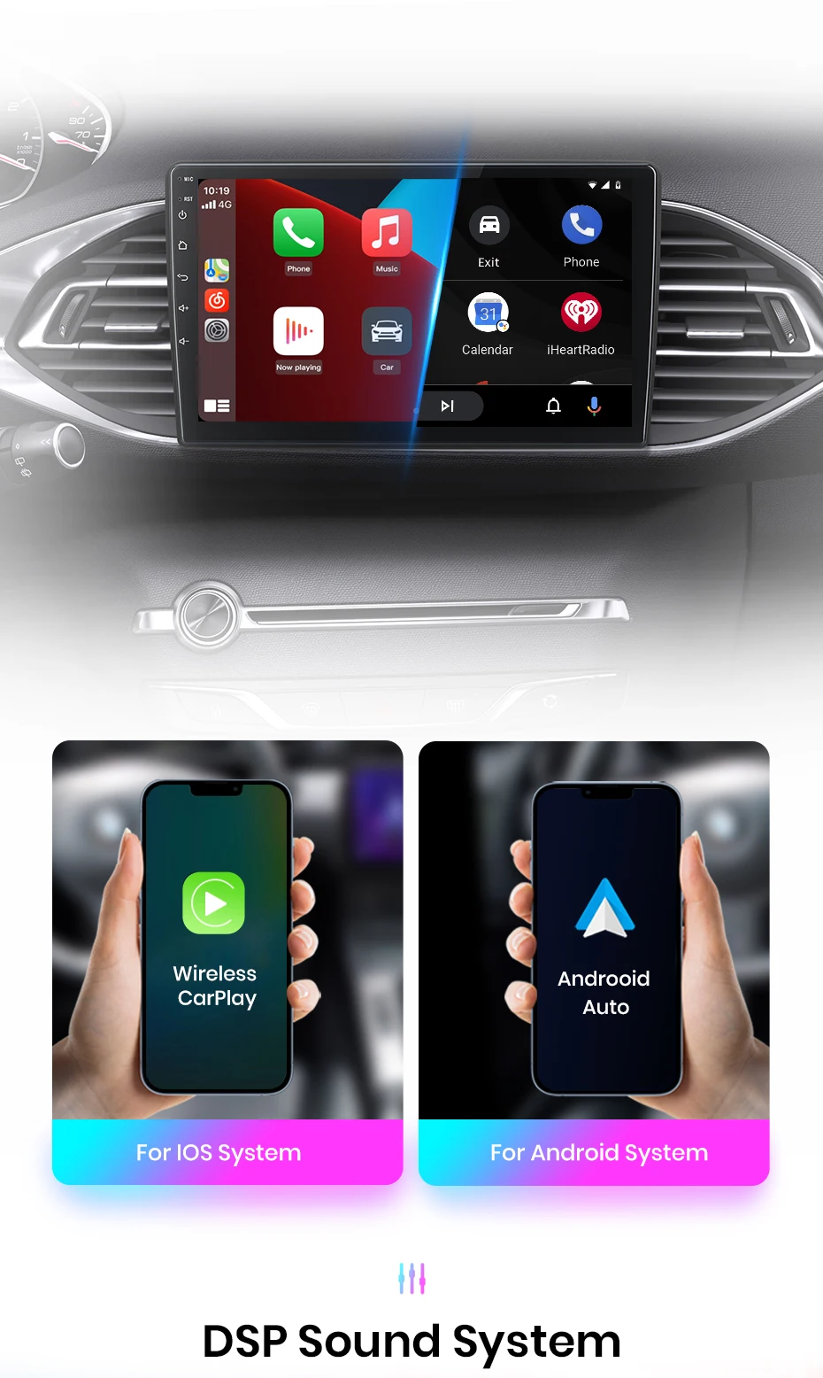 Junsun Wireless Carplay Android Auto Autoradio für Peugeot 308s-GPS Multimedia 2 Din