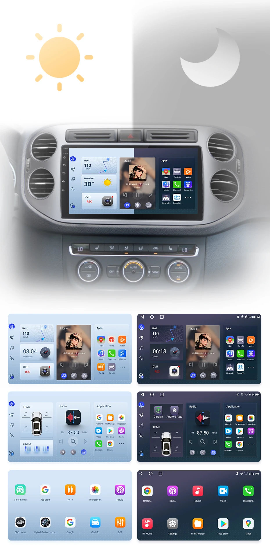 Junsun carplay android auto autoradio für vw volkvolkswagen tiguan 1 nf 2010-2015 intelligente systeme stereo multimedia autoradio 