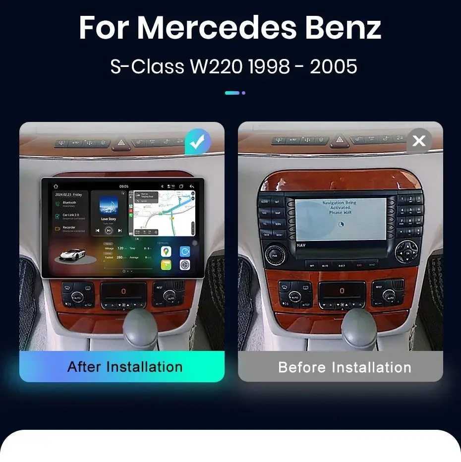 Junsun v3 plus 2k drahtloses Carplay Android Auto Auto intelligente Systeme für Mercedes Benz S-Klasse W220 1998-2005 Autoradio