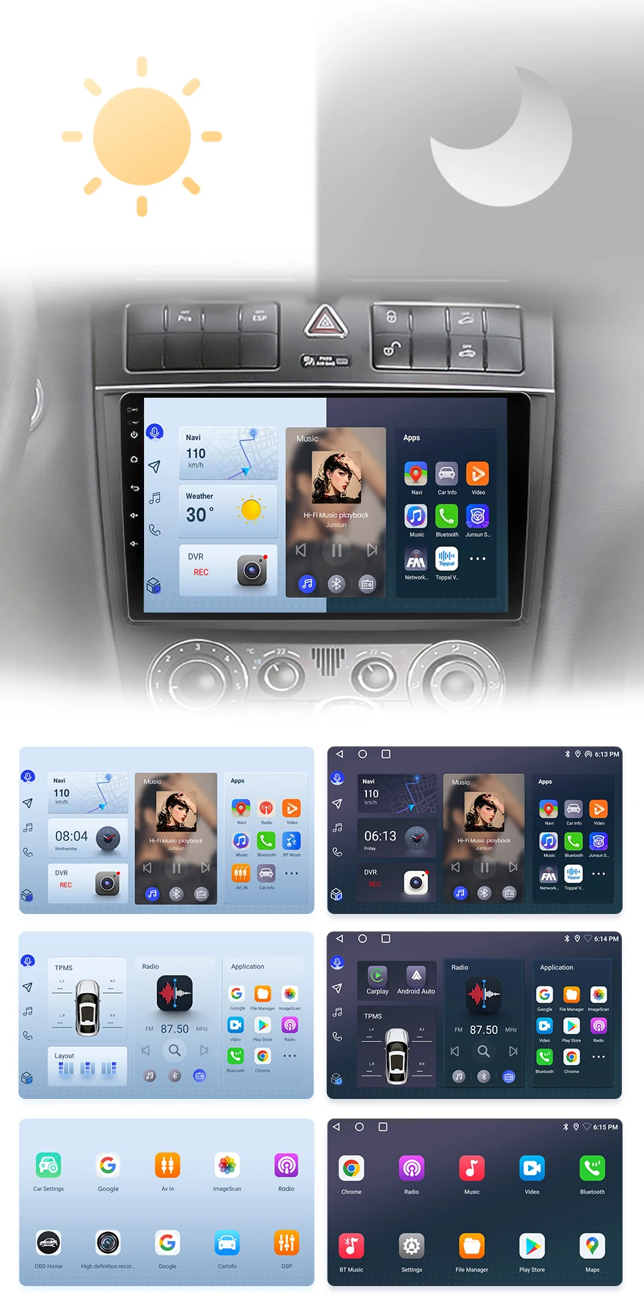Junsun drahtloses Carplay Android Auto Autoradio für Benz C Klasse W203 2012-2015 GPS Smart Systems Smart Autoradio