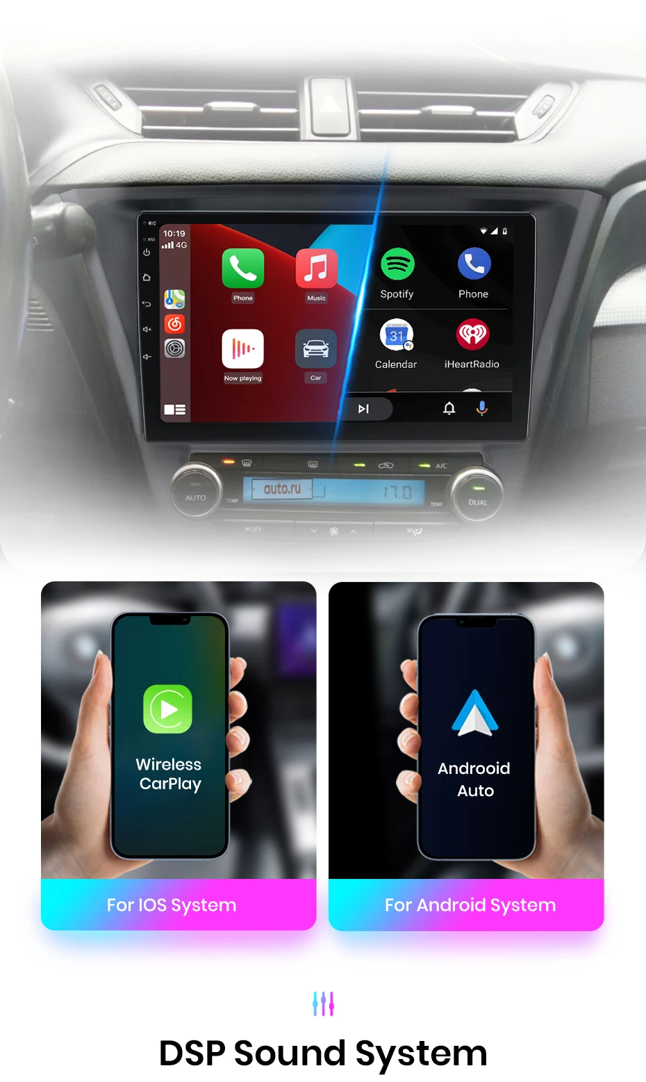 Junsun Wireless Carplay Android Auto Autoradio für Toyota Avens '2014-2018 GPS intelligente Systeme Stereo Multimedia Autoradio