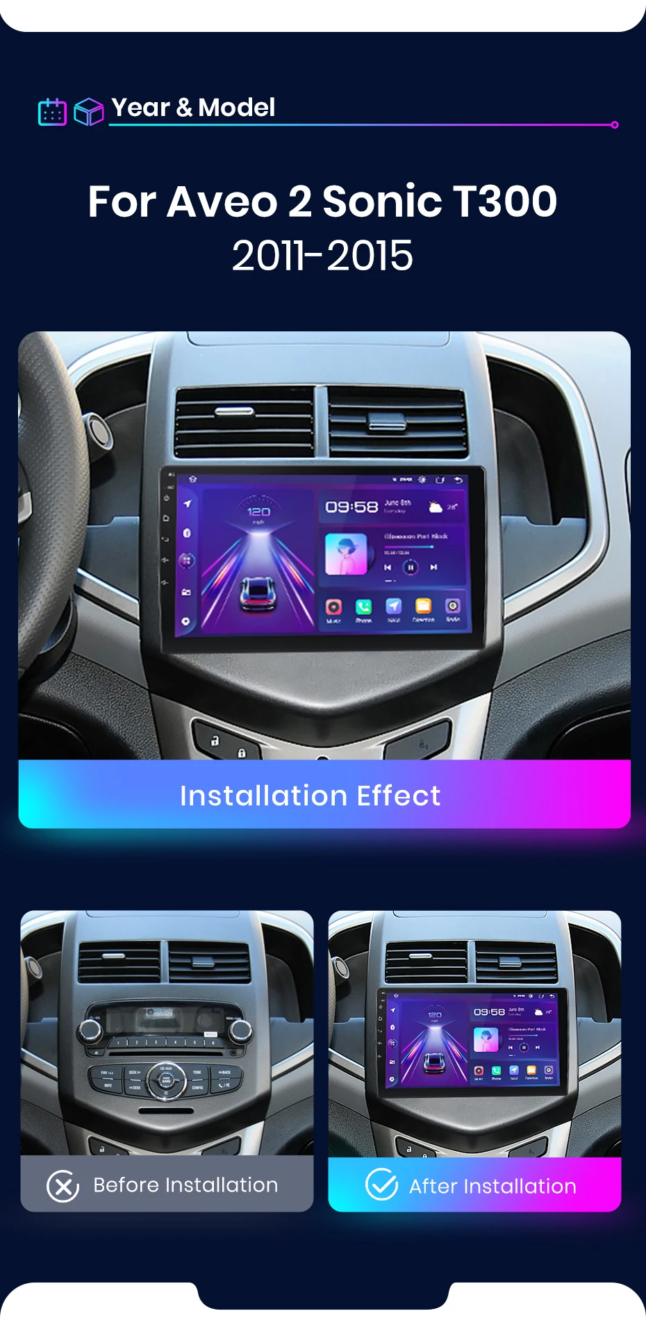 Junsun carplay android auto radio für chevrolet aveo 2 sonic t300 2010-2015 2011 kamera auto intelligente systeme 2 din autoradio