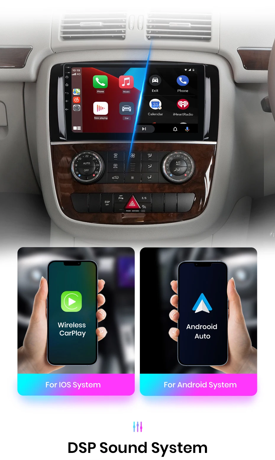 Junsun Carplay Android Auto Autoradio für Mercedes Benz R251 R300 R280 R320 2012-2015 GPS intelligente Systeme Multimedia