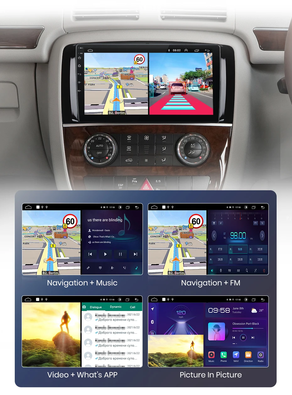 Junsun Carplay Android Auto Autoradio für Mercedes Benz R251 R300 R280 R320 2012-2015 GPS intelligente Systeme Multimedia