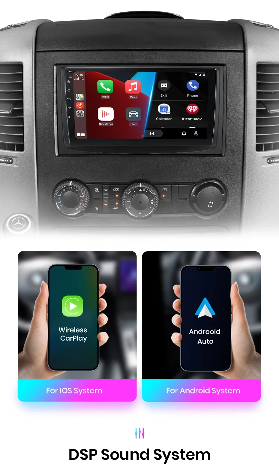 Junsun Carplay Android Auto Autoradio für Mercedes-Benz Sprinter VW Crafter GPS intelligente Systeme Multimedia Autoraido