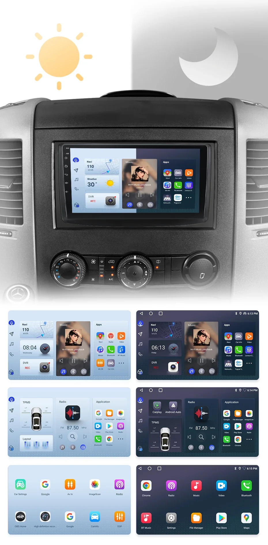 Junsun Carplay Android Auto Autoradio für Mercedes-Benz Sprinter VW Crafter GPS intelligente Systeme Multimedia Autoraido