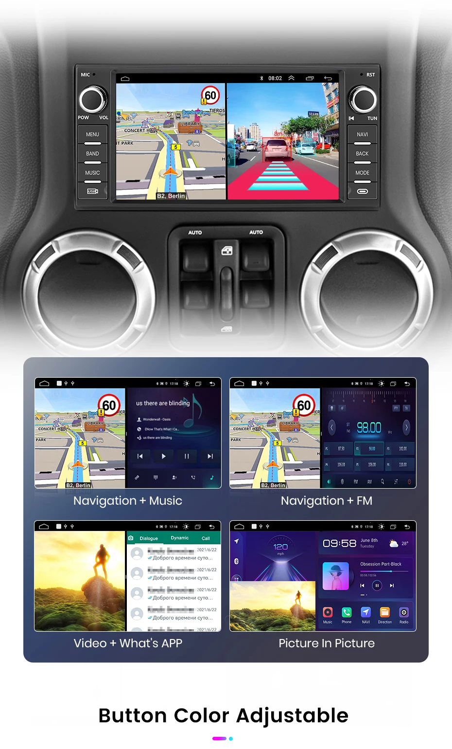 Junun Carplay Android Auto Autoradio für Jeep Wangler Dodge Grand Cherokee Chrysler 300c Patriot Kommando Kaliber Heraus forderer