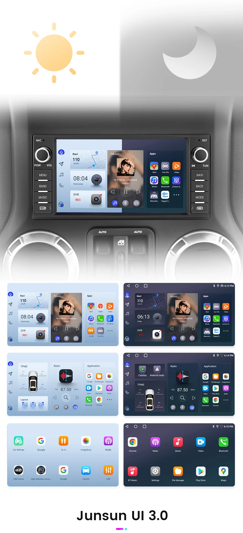 Junun Carplay Android Auto Autoradio für Jeep Wangler Dodge Grand Cherokee Chrysler 300c Patriot Kommando Kaliber Heraus forderer