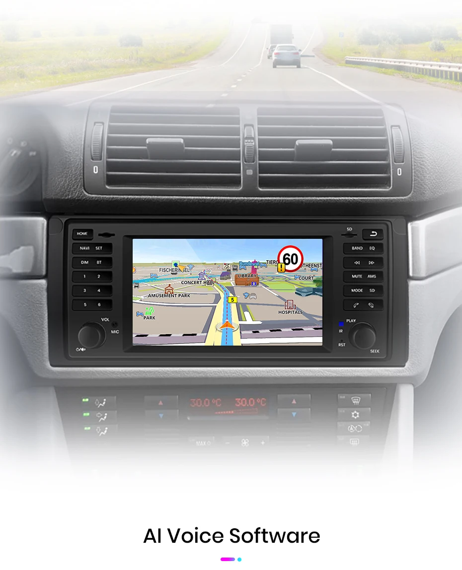 Junsun Wireless CarPlay Android Auto Autoradio für BMW 5er E39 X5 E53 m51996-2003 GPS Intelligente Systeme Stereo Multimed