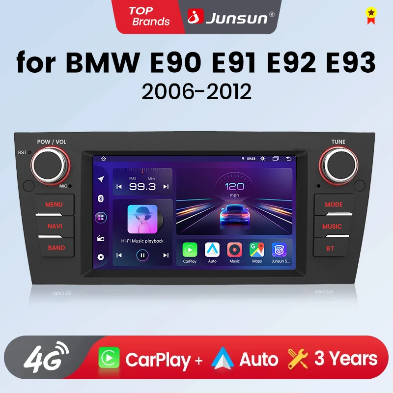 Android Autoradio für BMW E90 E91 E92 E93 2006 2007–2012 Wireless CarPlay Android Auto 2 DIN Intelligentes Multimedia 4G