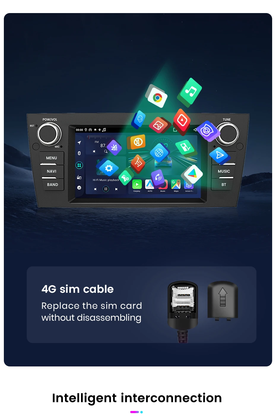 Junsun 7-Zoll-Autoradio für BMW E90 E91 E92 E93 2006 2007–2012 Wireless CarPlay Android Auto 2 DIN Intelligentes Multimedia 4G Junsun 7-Zoll-Autoradio für BMW E90 E91 E92 E93 2006 2007–2012 Wireless CarPlay Android Auto 2 DIN Intelligentes Multimedia 4G
