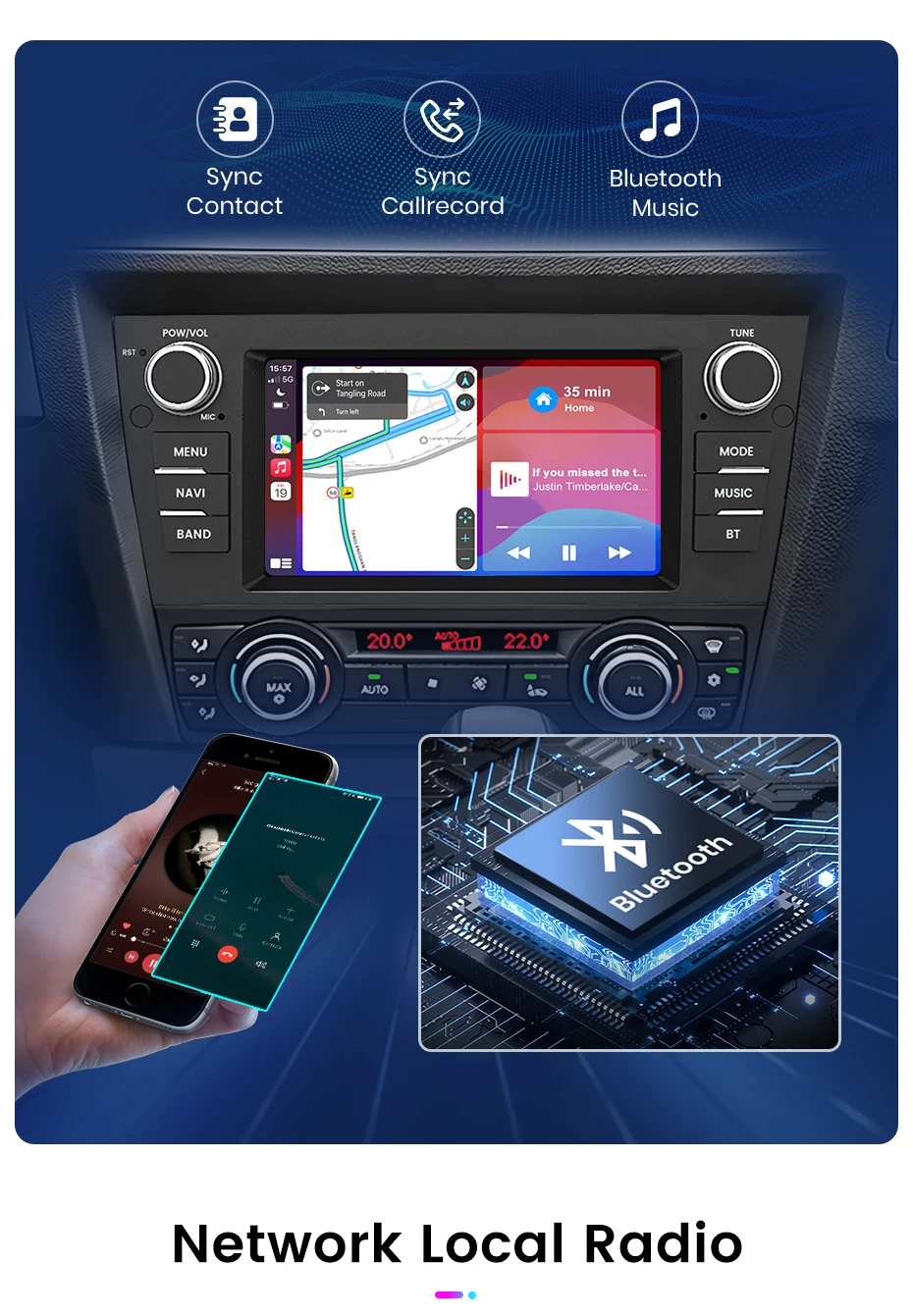 Junsun 7-Zoll-Autoradio für BMW E90 E91 E92 E93 2006 2007–2012 Wireless CarPlay Android Auto 2 DIN Intelligentes Multimedia 4G Junsun 7-Zoll-Autoradio für BMW E90 E91 E92 E93 2006 2007–2012 Wireless CarPlay Android Auto 2 DIN Intelligentes Multimedia 4G