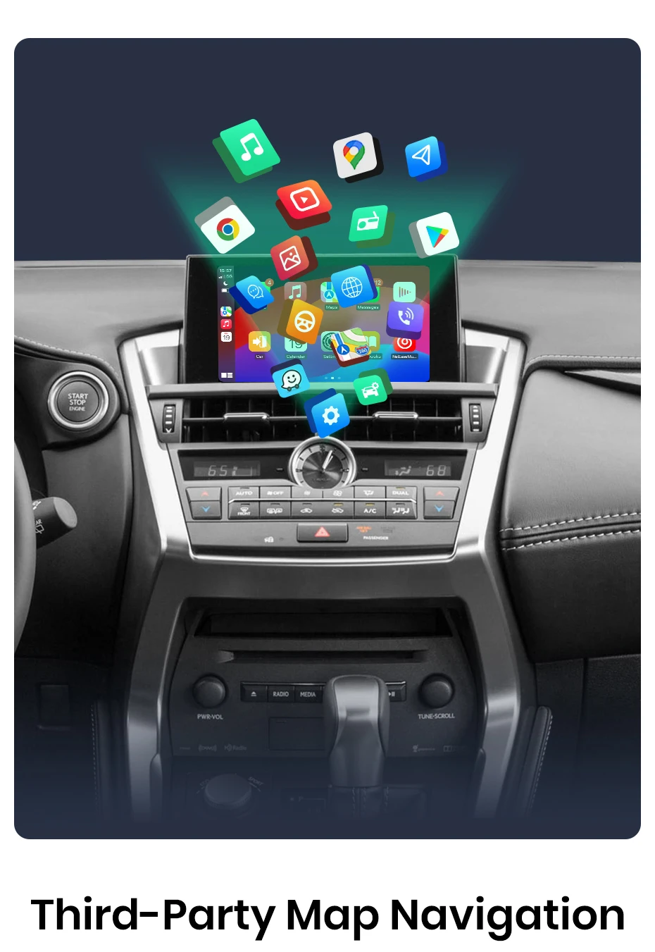Junsun Wireless CarPlay Android Auto Interface Adapter für Lexus NX RX IS ES GS RC CT LS 2014-2019 AirPlay Mirror Link Funktionen