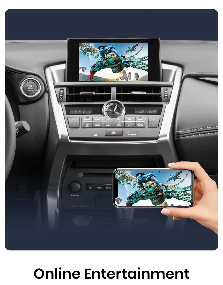 Junsun Wireless CarPlay Android Auto Interface Adapter für Lexus NX RX IS ES GS RC CT LS 2014-2019 AirPlay Mirror Link Funktionen