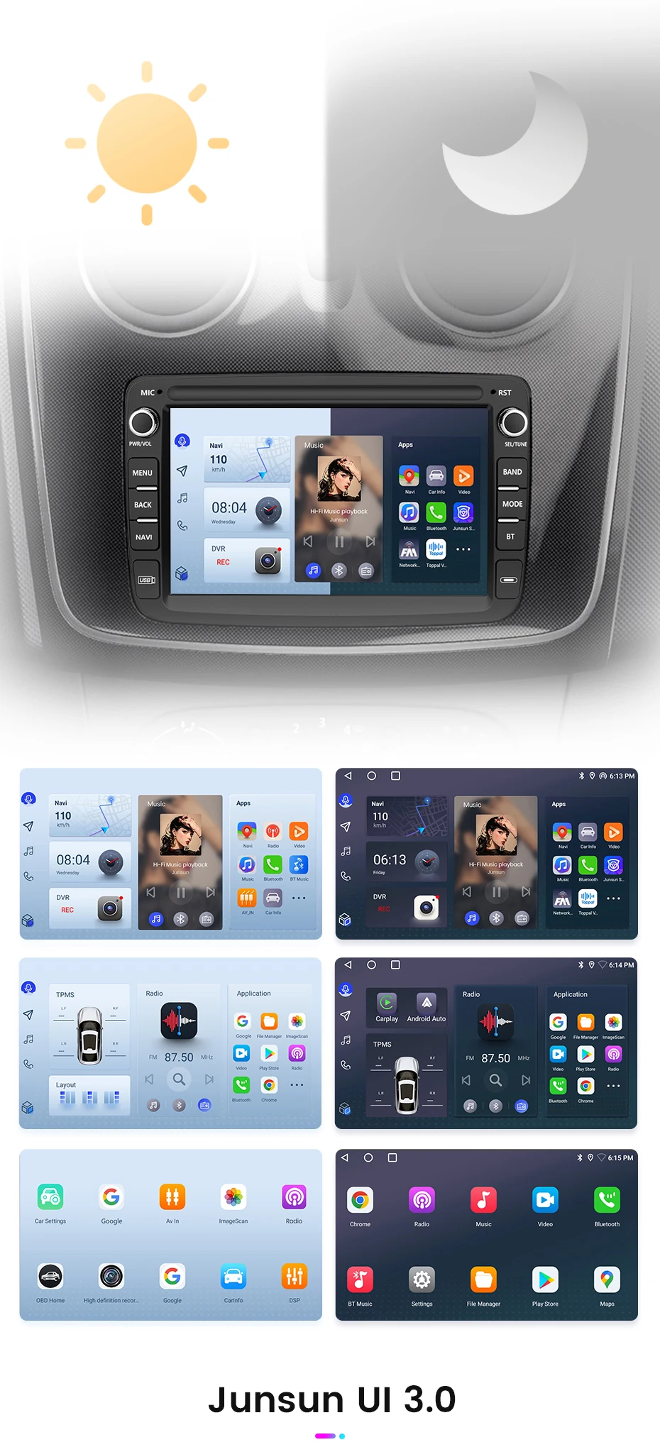 Junsun android auto für renault dacia duster sandero capturr xray logan 2 symbol dokker auto multimedia gps radio 2din autoradio