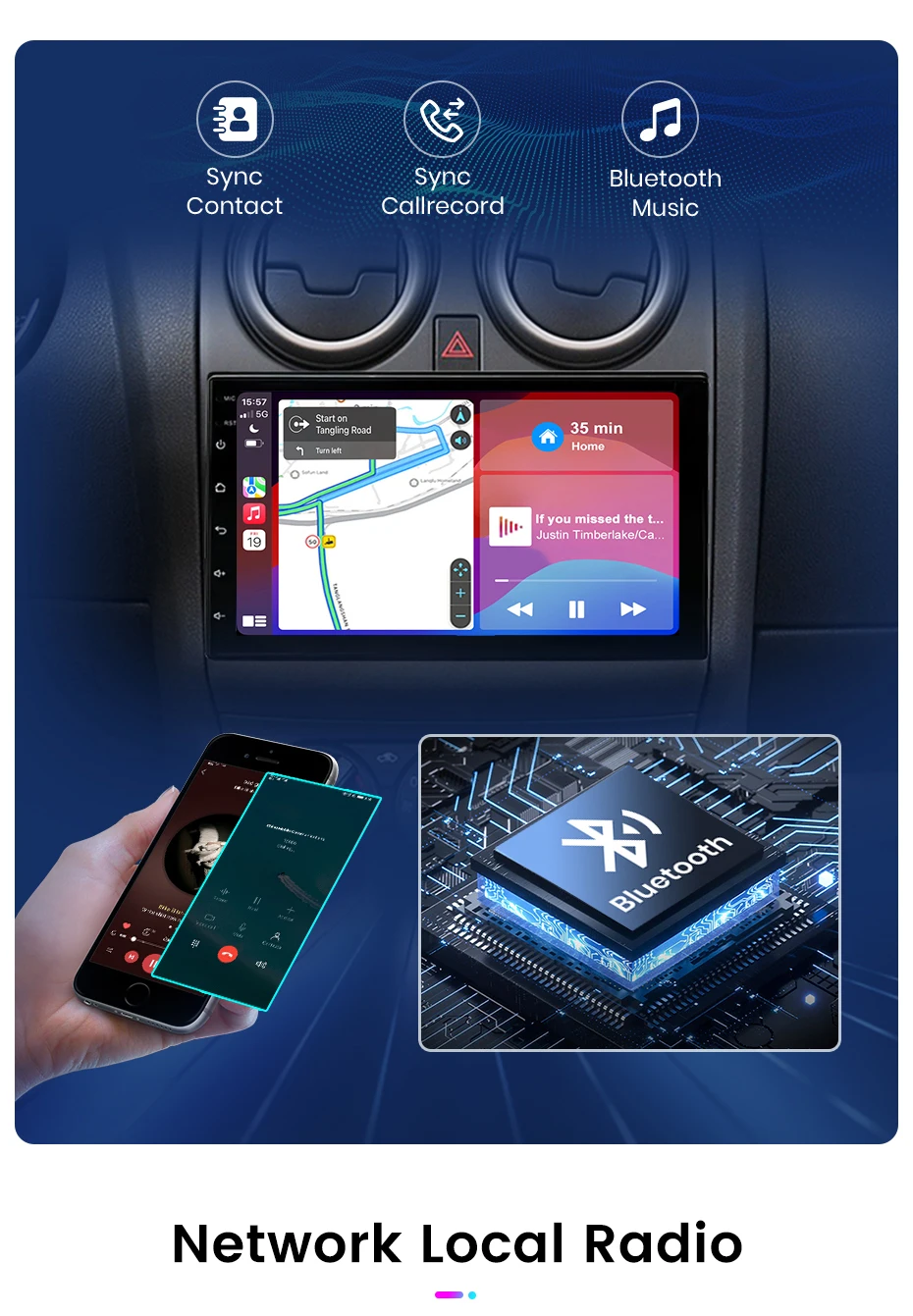 Junsun carplay android auto autoradio für vw volk roots fiat renault nissan hyundaigps intelligente systeme multimedia autoradio