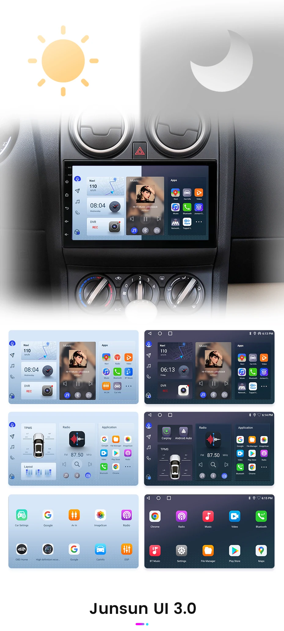 Junsun carplay android auto autoradio für vw volk roots fiat renault nissan hyundaigps intelligente systeme multimedia autoradio