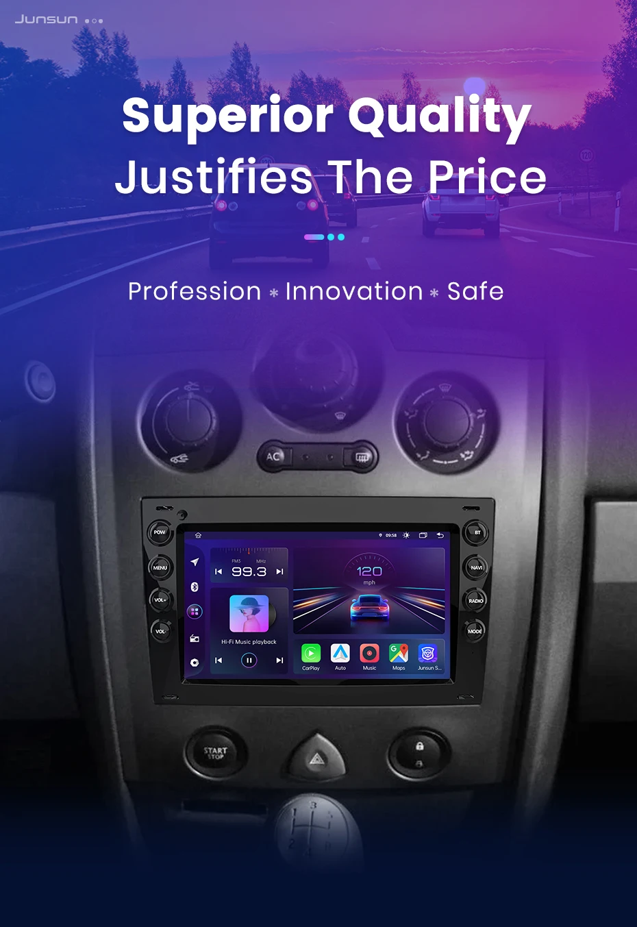 Junsun carplay android auto autoradio für renault megane 2 2005 2009 2006-2018 gps intelligente systeme multimedia autoradio