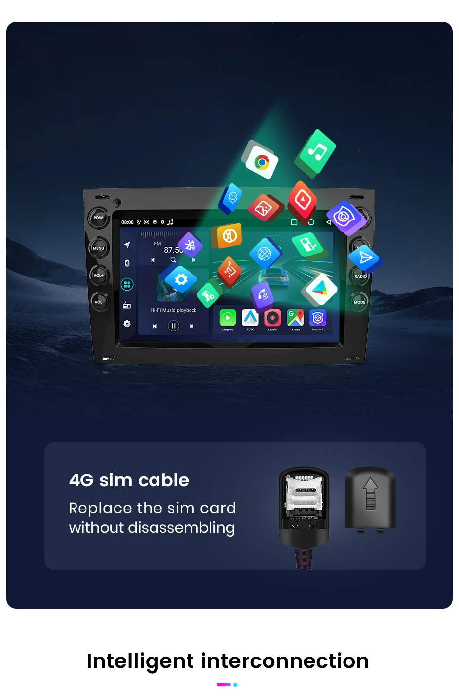Junsun carplay android auto autoradio für renault megane 2 2005 2009 2006-2018 gps intelligente systeme multimedia autoradio