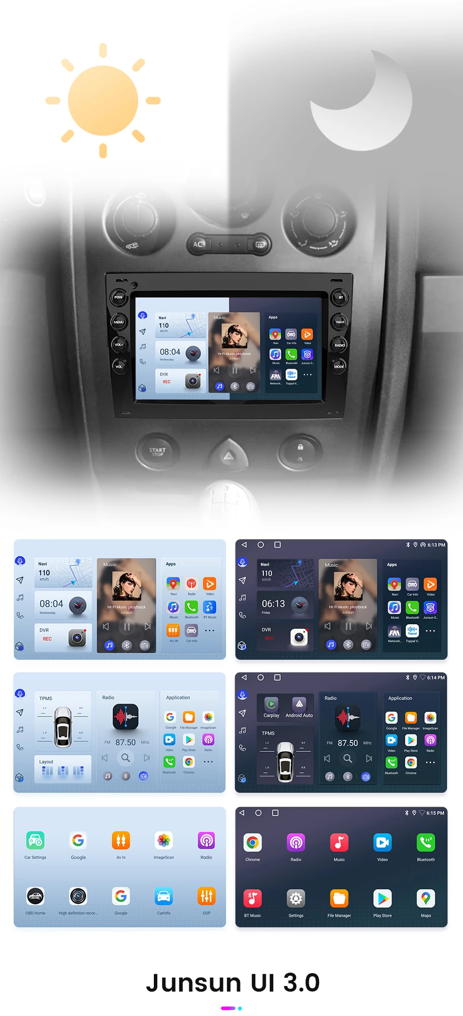 Junsun carplay android auto autoradio für renault megane 2 2005 2009 2006-2018 gps intelligente systeme multimedia autoradio