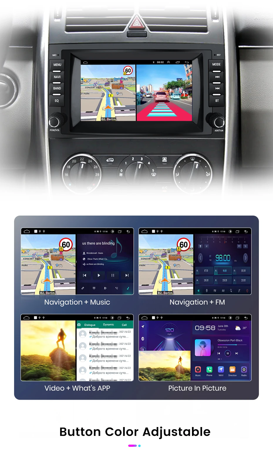 Junsun Wireless Carplay Android Auto Auto intelligente Systeme für Mercedes Benz B200 Klasse Sprinter W906 Viano Vito W639 GPS Auto