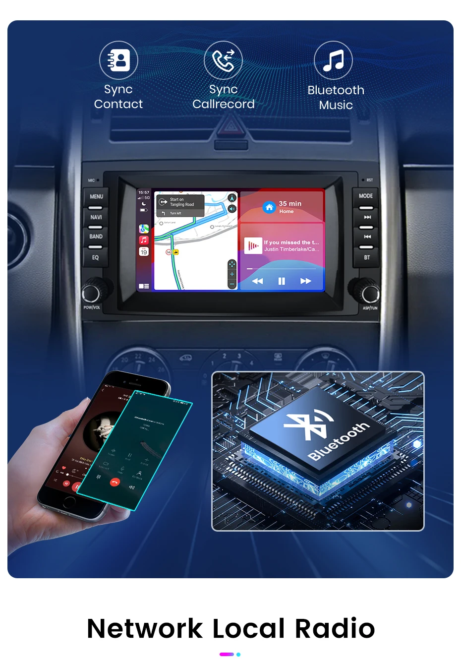Junsun Wireless Carplay Android Auto Auto intelligente Systeme für Mercedes Benz B200 Klasse Sprinter W906 Viano Vito W639 GPS Auto