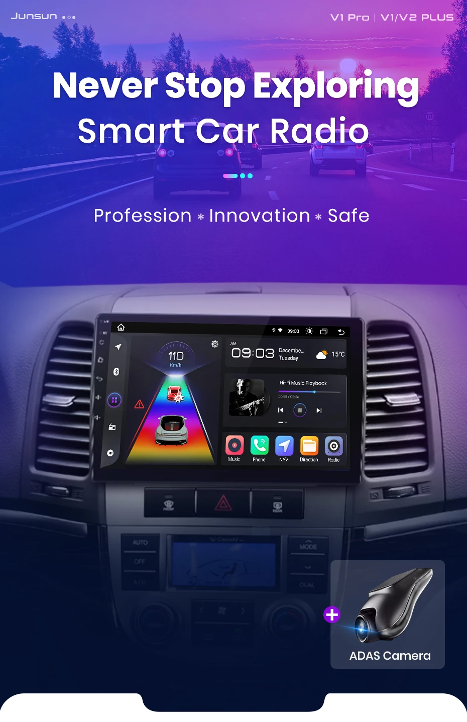 Junsun carplay android auto autoradio für hyundai santa fe 2 2007 2006-2015 gps intelligente systeme stereo multimedia autoradio
