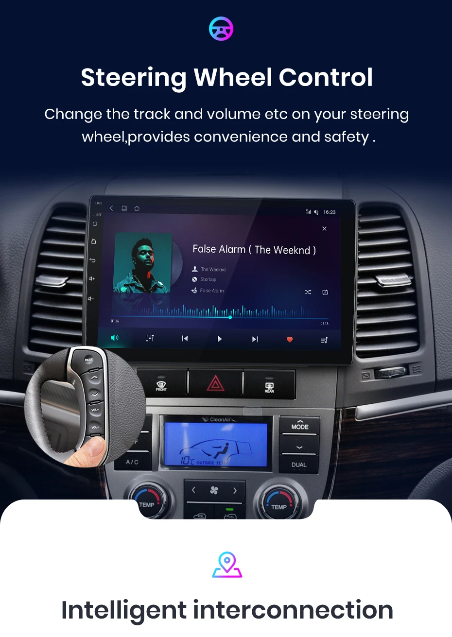 Junsun carplay android auto autoradio für hyundai santa fe 2 2007 2006-2015 gps intelligente systeme stereo multimedia autoradio