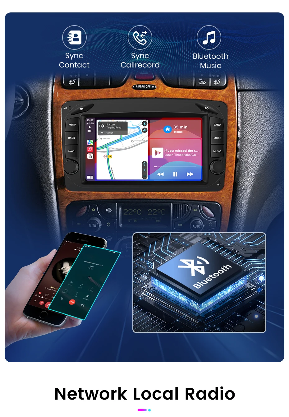 Junsun drahtlose Carplay Android Auto Auto intelligente Systeme für Mercedes Benz Clk W209 W203 W463 W208 W210 GPS Autoradio