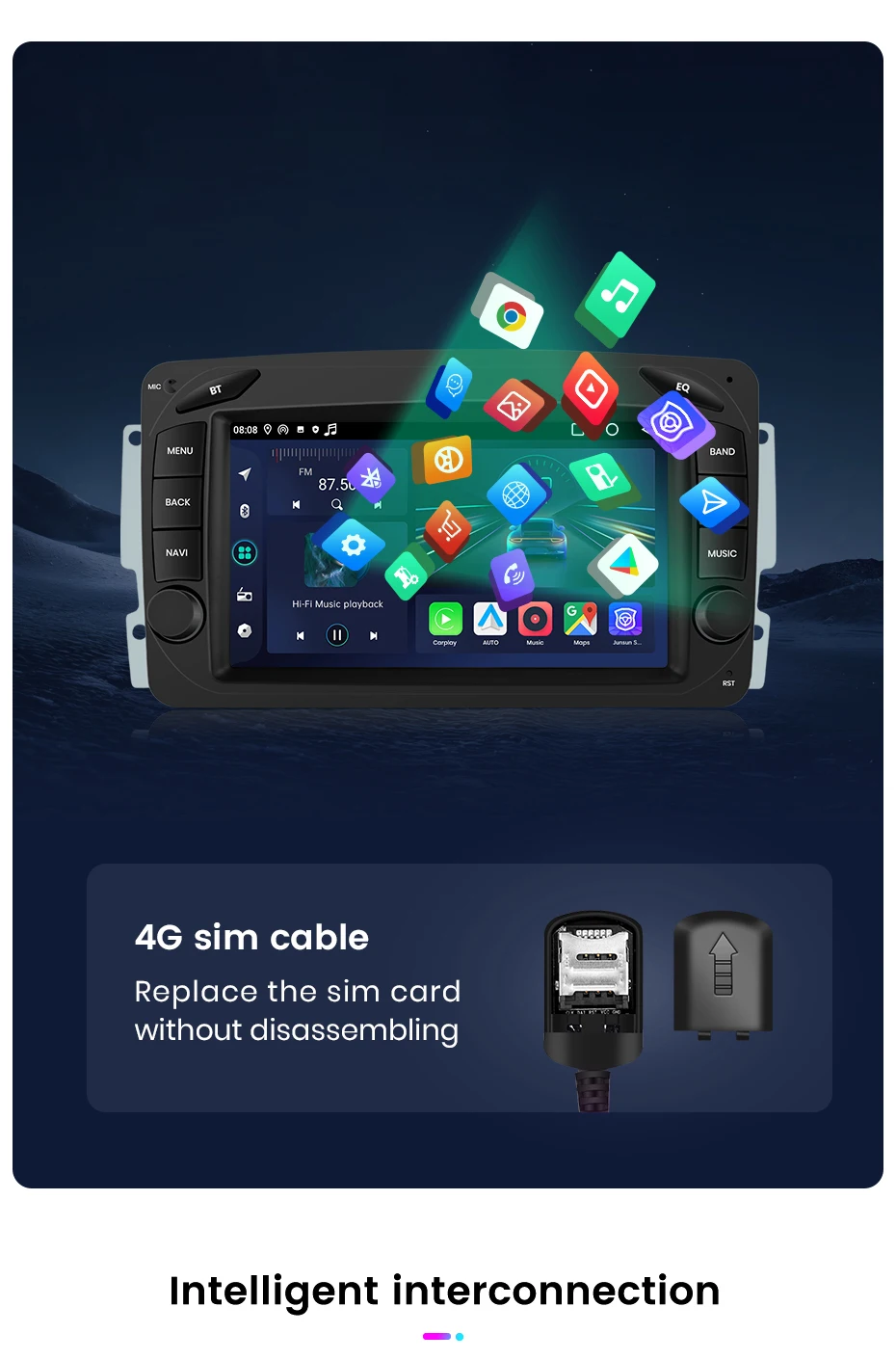Junsun drahtlose Carplay Android Auto Auto intelligente Systeme für Mercedes Benz Clk W209 W203 W463 W208 W210 GPS Autoradio