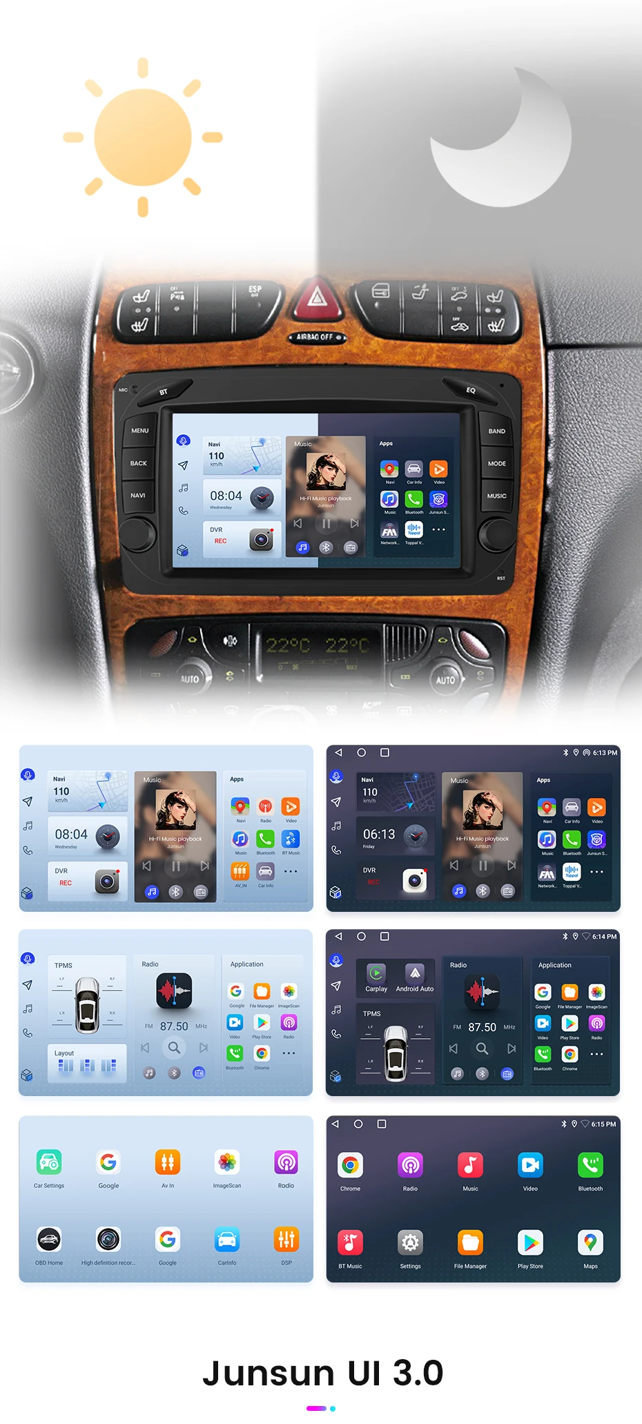 Junsun drahtlose Carplay Android Auto Auto intelligente Systeme für Mercedes Benz Clk W209 W203 W463 W208 W210 GPS Autoradio