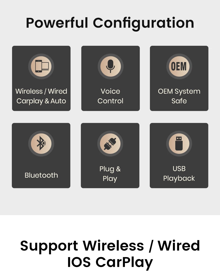 Junsun Wireless CarPlay Interface für Volkswagen Touareg RNS850 2010-2018 mit Android Auto Sprachsteuerung, Mirror Link und Kamera