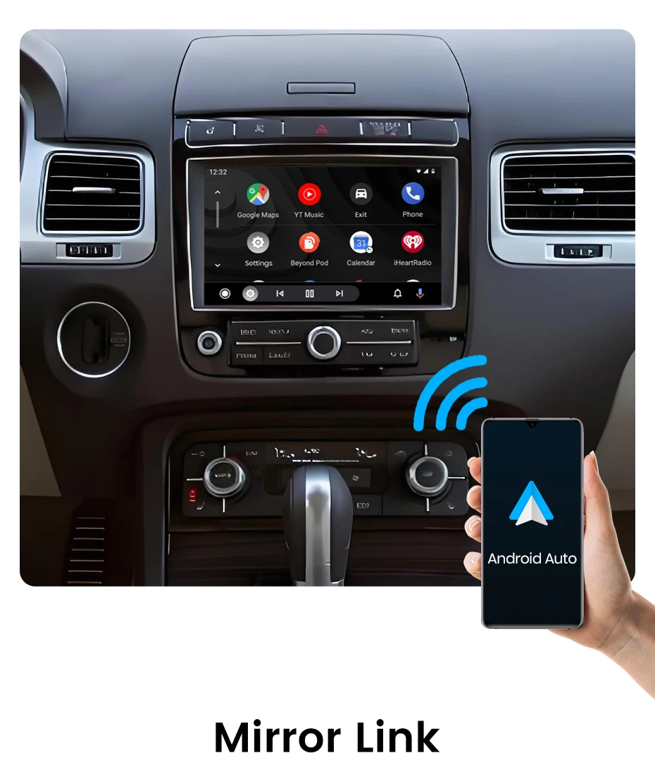 Junsun Wireless CarPlay Interface für Volkswagen Touareg RNS850 2010-2018 mit Android Auto Sprachsteuerung, Mirror Link und Kamera