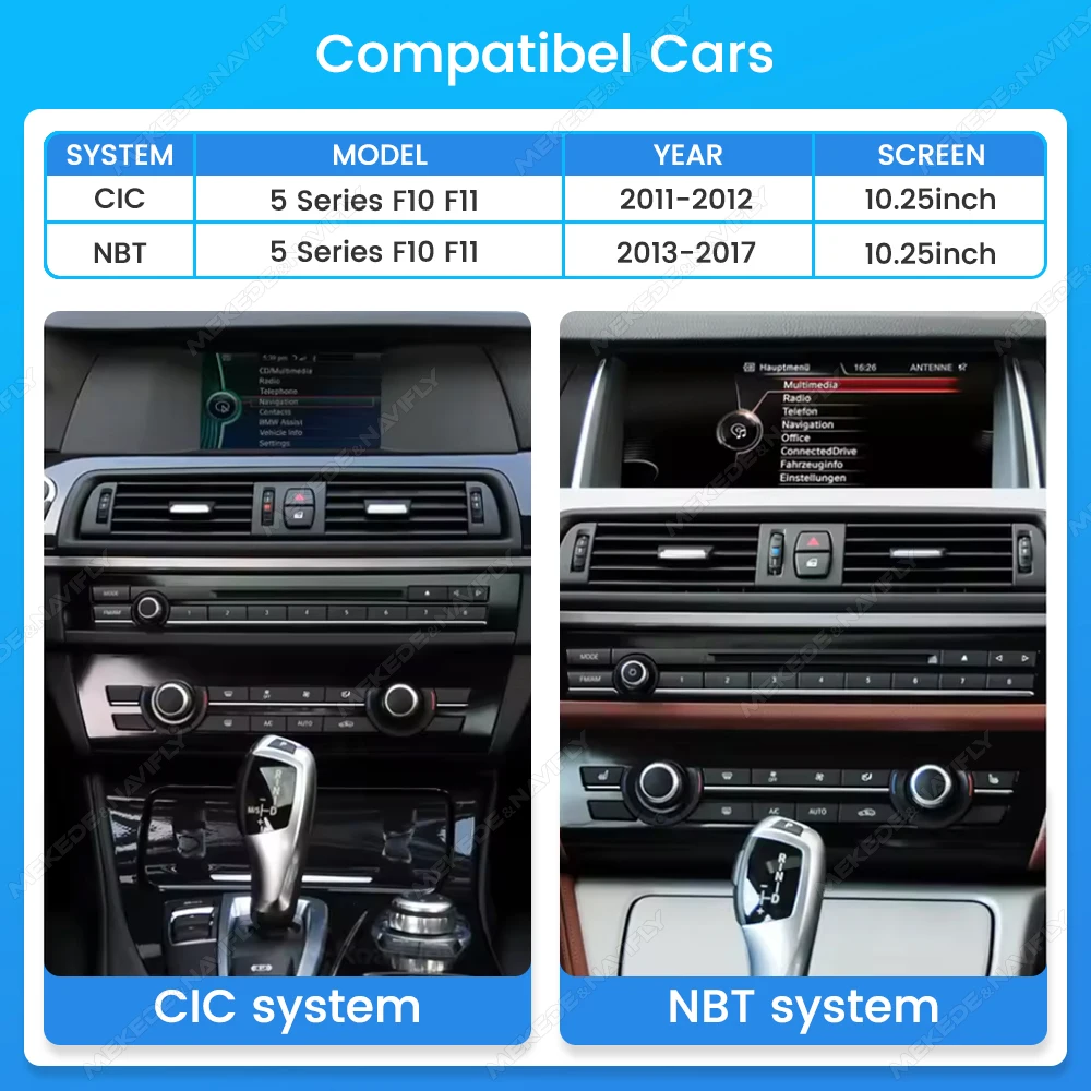 Linux Touchscreen Wireless CarPlay Android Auto Autoradio für BMW 5er F10 F11 2012-2017 CIC NBT WIFI BT Multimedia Player