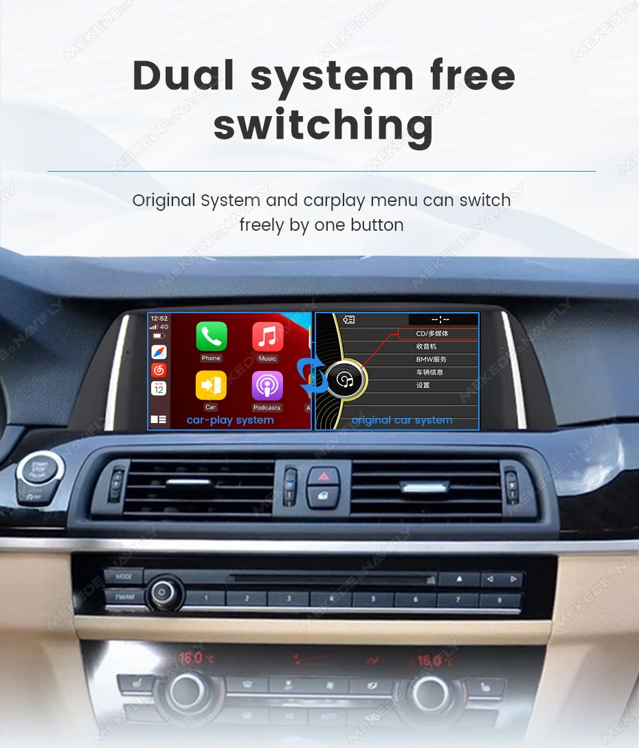 Linux Touchscreen Wireless CarPlay Android Auto Autoradio für BMW 5er F10 F11 2012-2017 CIC NBT WIFI BT Multimedia Player