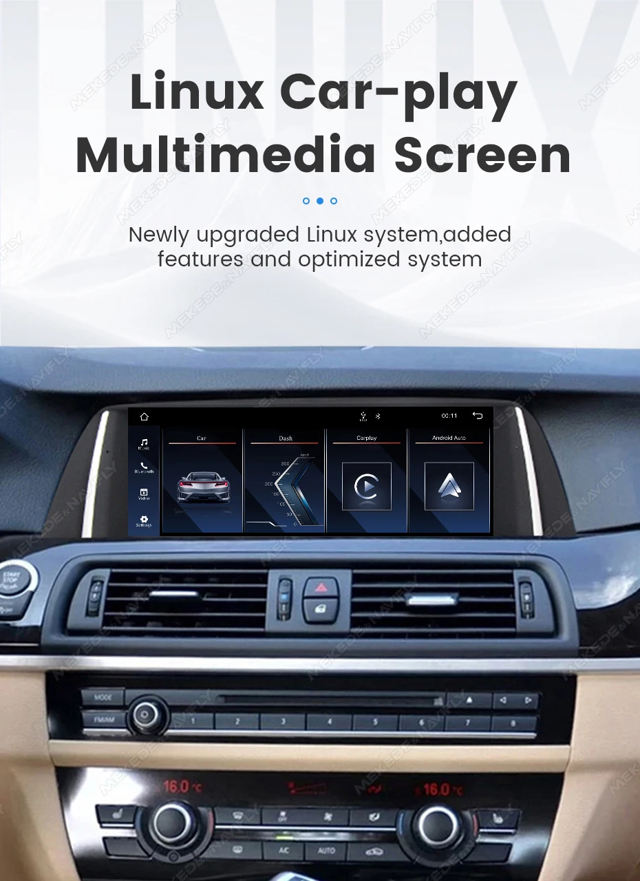 Linux Touchscreen Wireless CarPlay Android Auto Autoradio für BMW 5er F10 F11 2012-2017 CIC NBT WIFI BT Multimedia Player