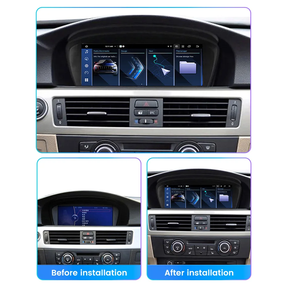 MEKEDE 8,8-Zoll-Auto-Intelligentes Systemradio für BMW 3er E60 E61 E63 5er E90 E91 E92 E93 4G DSP BT Carplay Auto Stereo