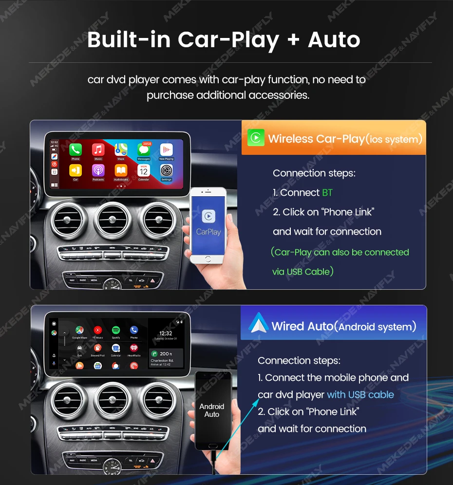 MEKEDE 12,5 Zoll Android 14 Wireless Carplay Auto Radio Für Mercedes Benz C Klasse W204 S204 2008-2010 GPS DSP Multimedia Player