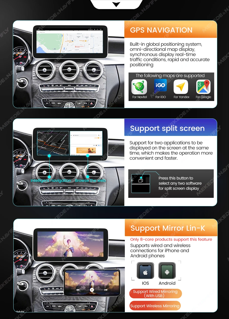 MEKEDE 12,5 Zoll Android 14 Wireless Carplay Auto Radio Für Mercedes Benz C Klasse W204 S204 2008-2010 GPS DSP Multimedia Player