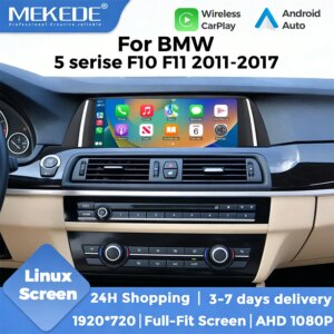 Android Autoradio für BMW 5er F10 F11 2012-2017, WIFI, BT, Mirror Link 1920*720 Display-Bildschirm, kabelloses CarPlay