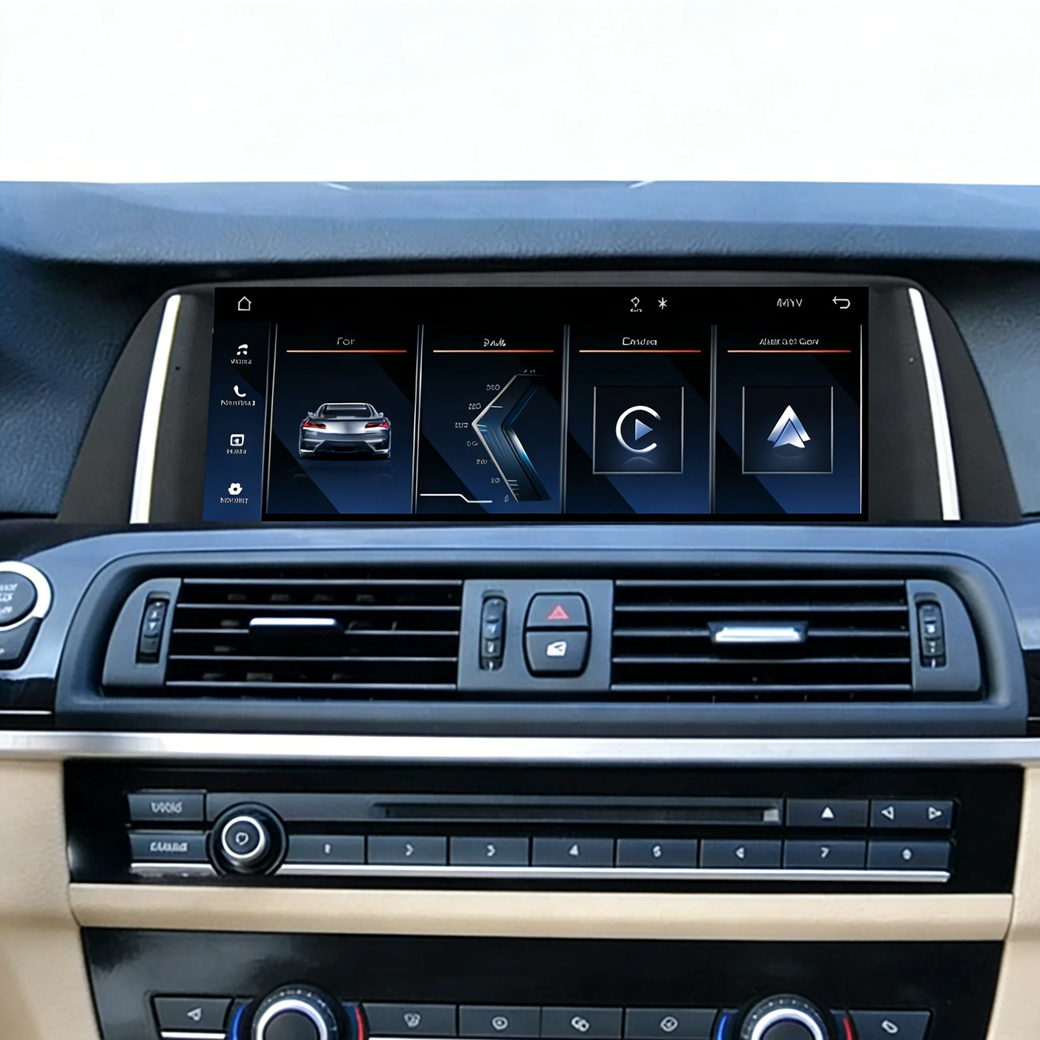 1920*720 Multimedia-Display-Bildschirm, kabelloses CarPlay, Android Auto für BMW 5er F10 F11 2012-2017, WIFI, BT, Airplay, Mirror Link